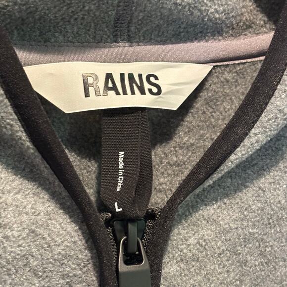 Rains Gray Durban Fleece Front Zip Jacket - size Large - Picture 5 of 7